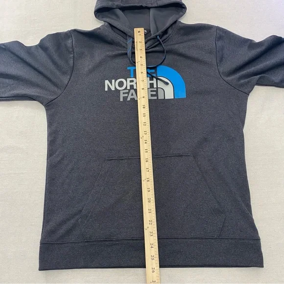 The North Face Men's Medium Gray Hoodie Graphic Logo Print Drawstrings Pullover - Picture 10 of 11